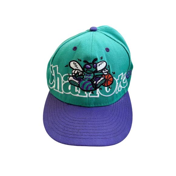 Vtg 1990s Charlotte Hornets New Era NBA Snapback Hat Cap - Picture 1 of 6